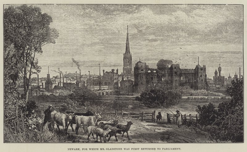 Newark, para o qual o Sr. Gladstone foi devolvido pela primeira vez ao Parlamento de James Burrell Smith