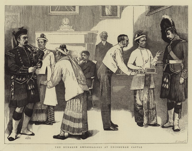Os embaixadores birmaneses no castelo de Edimburgo de James Dromgole Linton