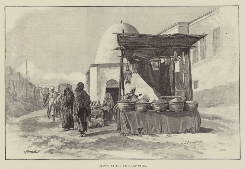 Esboço na feira, o velho Cairo de James Shaw Crompton