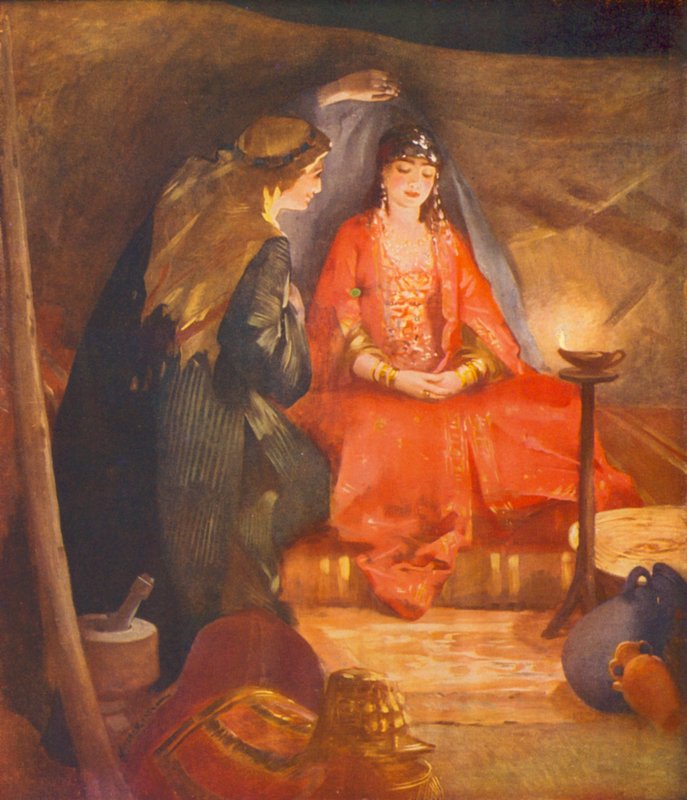 Terra Santa: O primeiro olhar sobre a noiva oriental (litografia a cores) de James (after) Clark