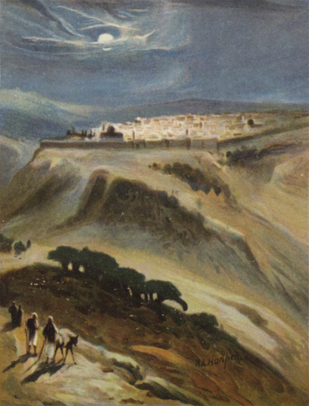 Jerusalém (luz da lua) do Monte Scopus (cor litho) de James (after) Clark