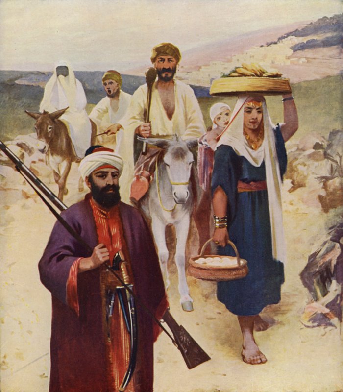 Cena de estrada perto de Nazaré (cor litho) de James (after) Clark