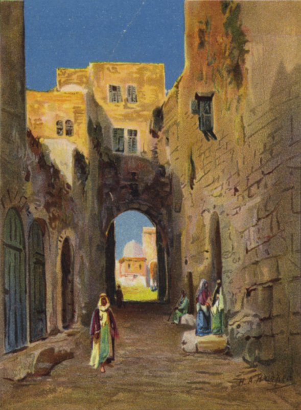 Rua que leva à área do templo (cor litho) de James (after) Clark