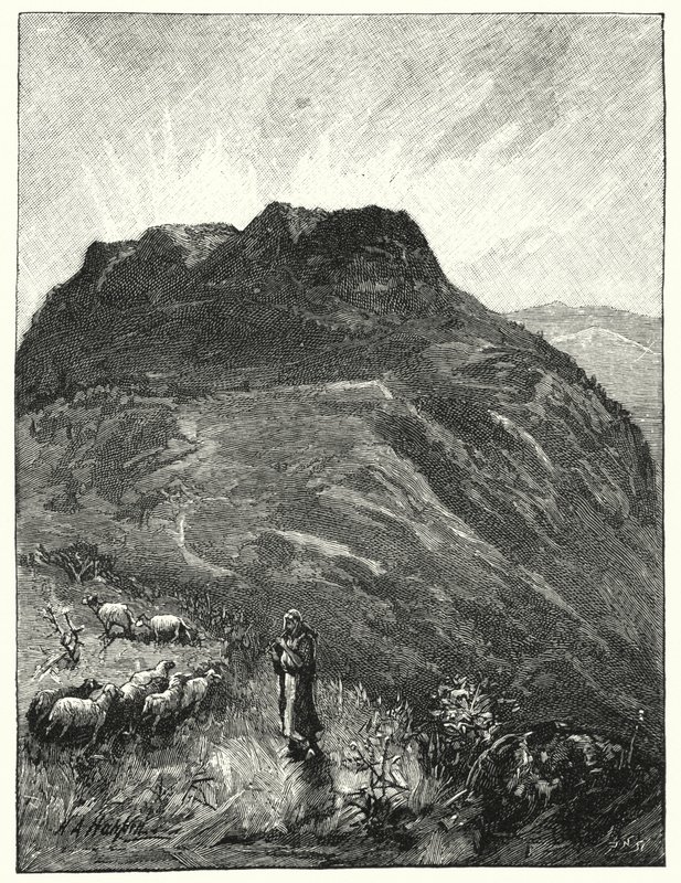O Monte Tradicional das Beautitudes (litho) de James (after) Clark