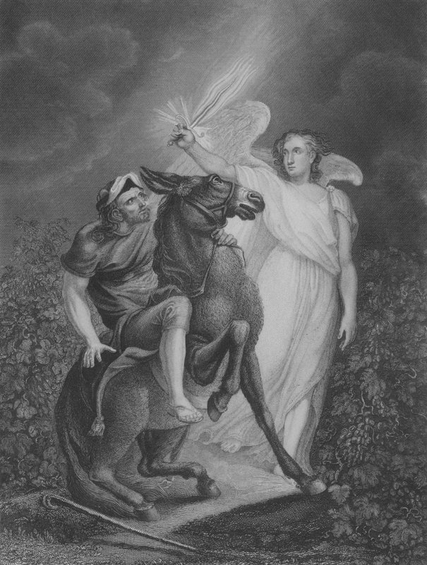O Anjo aparecendo a Balaão, Números 22, Verso 21-36 (gravura) de James (after) Northcote