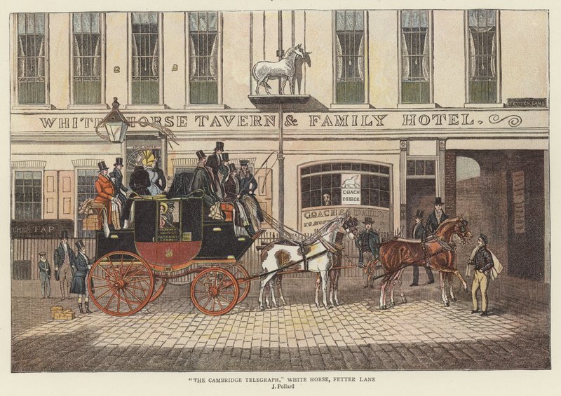 "The Cambridge Telegraph", White Horse, Fetter Lane de James (after) Pollard