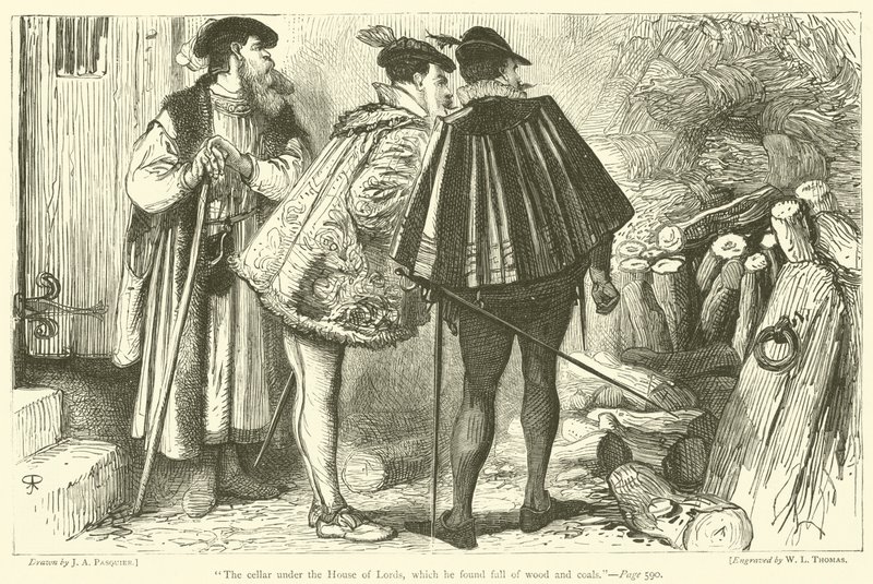 O porão sob a Câmara dos Lordes, que ele encontrou cheio de madeira e carvão de James Abbott Pasquier