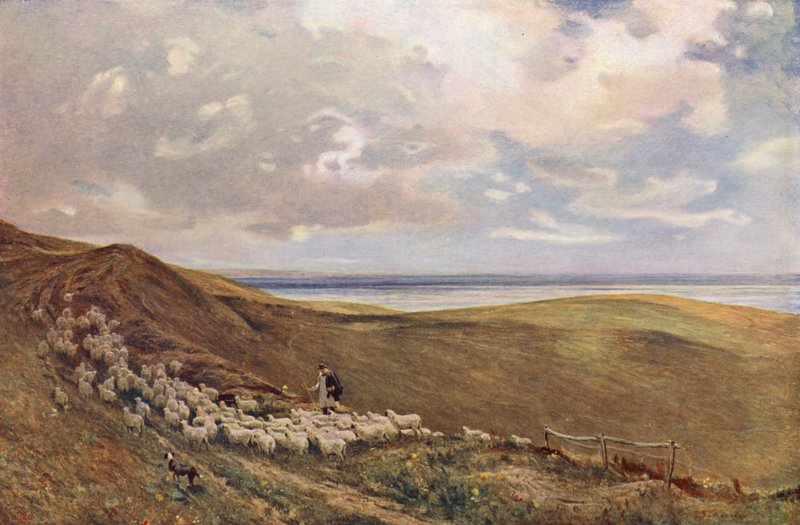 Em South Downs, perto de Brighton (litografia a cores) de James Aumonier