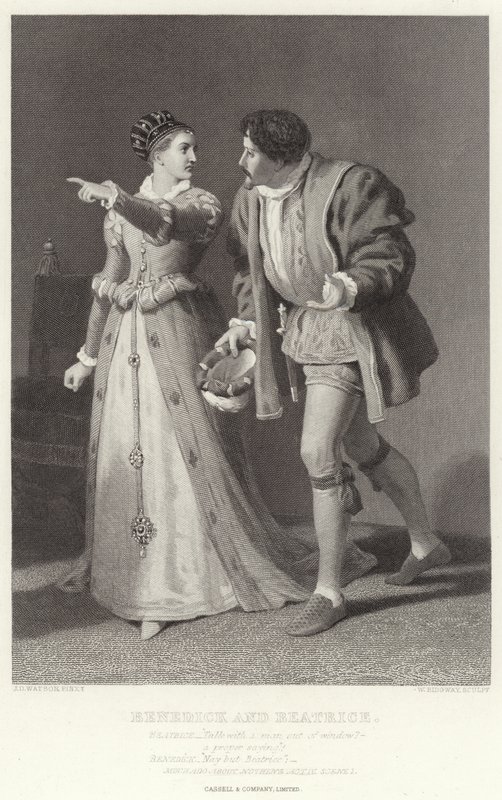 Benedick e Beatrice, muito barulho por nada, ato IV, cena I de James Dawson Watson