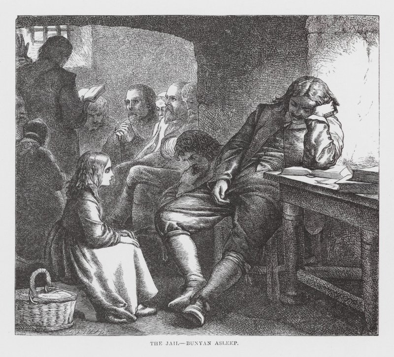 A prisão, Bunyan a dormir (gravura) de James Dawson Watson