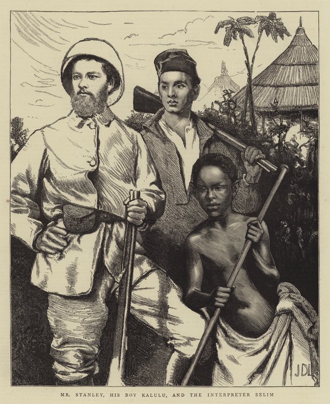 Sr. Stanley, seu menino Kalulu e o intérprete Selim de James Dromgole Linton