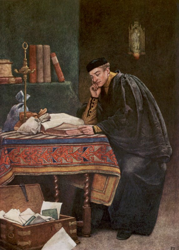 O Mercador de Veneza de Shakespeare: António (litografia a cores) de James Dromgole Linton