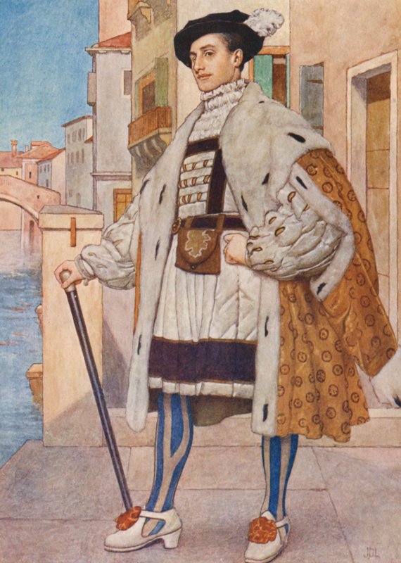 O Mercador de Veneza, de Shakespeare: Bassanio (litografia a cores) de James Dromgole Linton