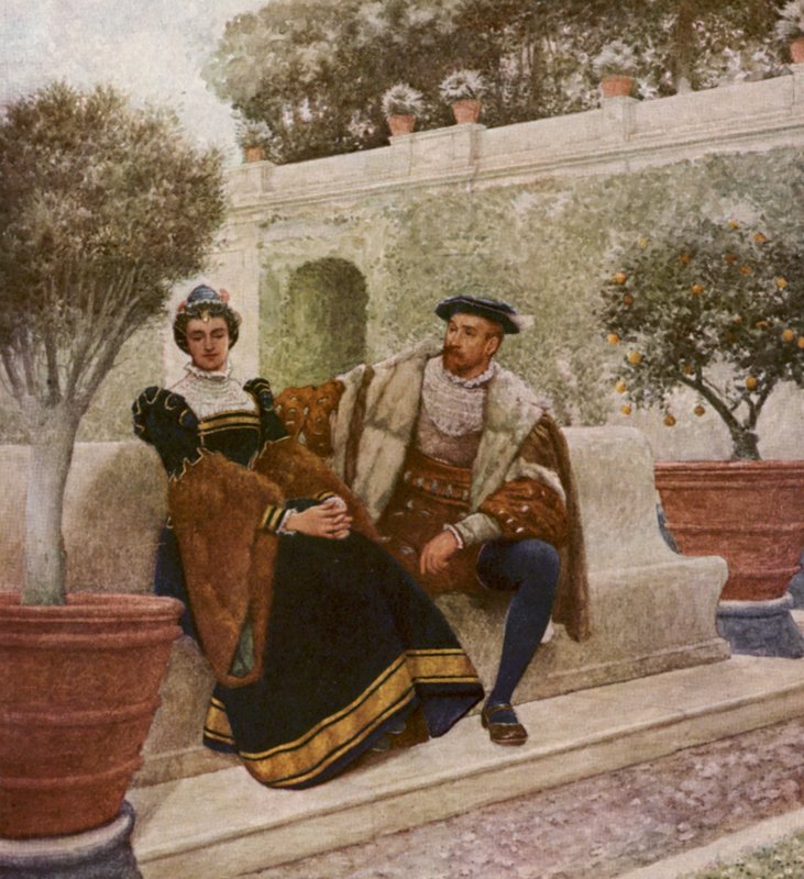 O Mercador de Veneza de Shakespeare: Lorenzo e Jessica (litografia a cores) de James Dromgole Linton
