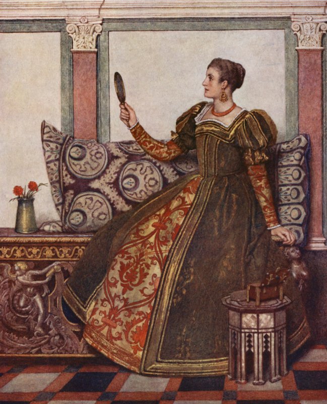 O Mercador de Veneza de Shakespeare: Nerissa (litografia a cores) de James Dromgole Linton