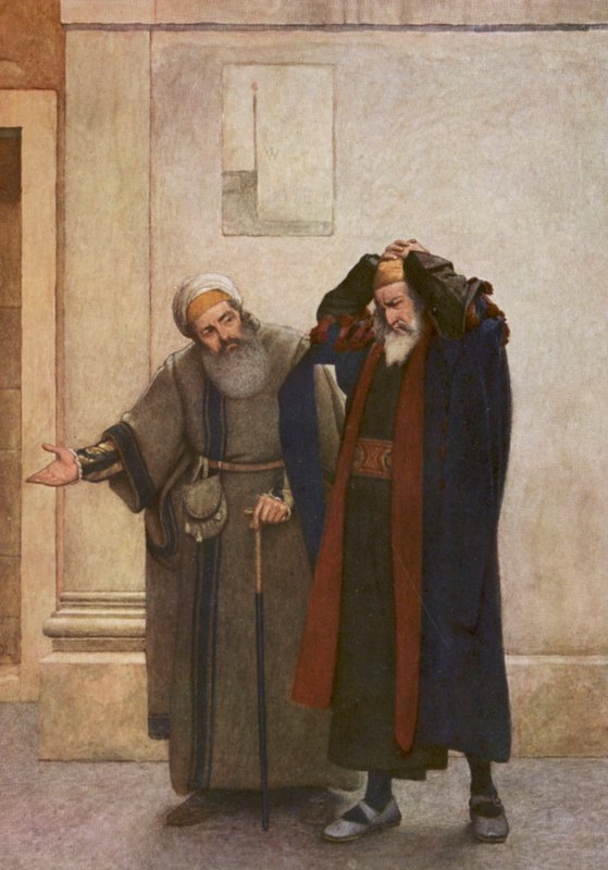 O Mercador de Veneza de Shakespeare: Shylock e Tubal (litografia a cores) de James Dromgole Linton