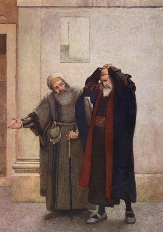 O Mercador de Veneza de Shakespeare: Shylock e Tubal (litografia a cores) de James Dromgole Linton