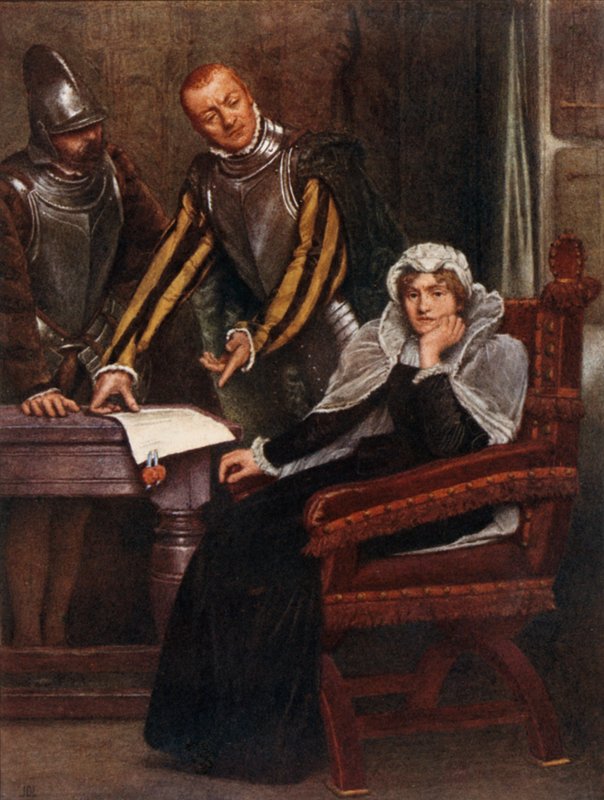 A abdicação em Lochleven Castle of Mary Stuart, rainha dos escoceses de James Dromgole Linton