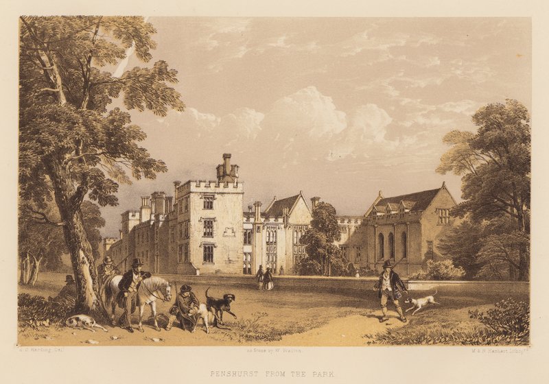 Penshurst do Parque (aquatint) de James Duffield Harding