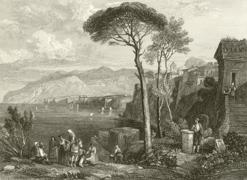 Planície e baía de Sorrento, Itália de James Duffield Harding