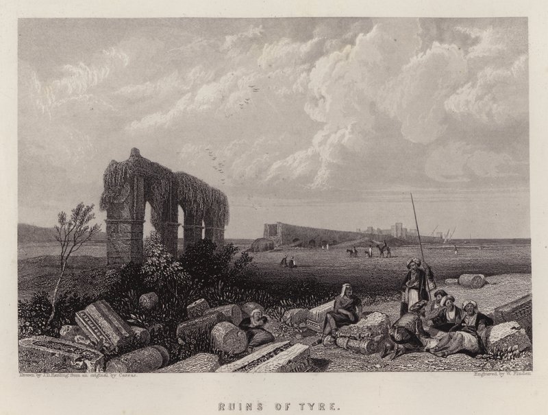 Ruínas de Pneu (cor litho) de James Duffield Harding