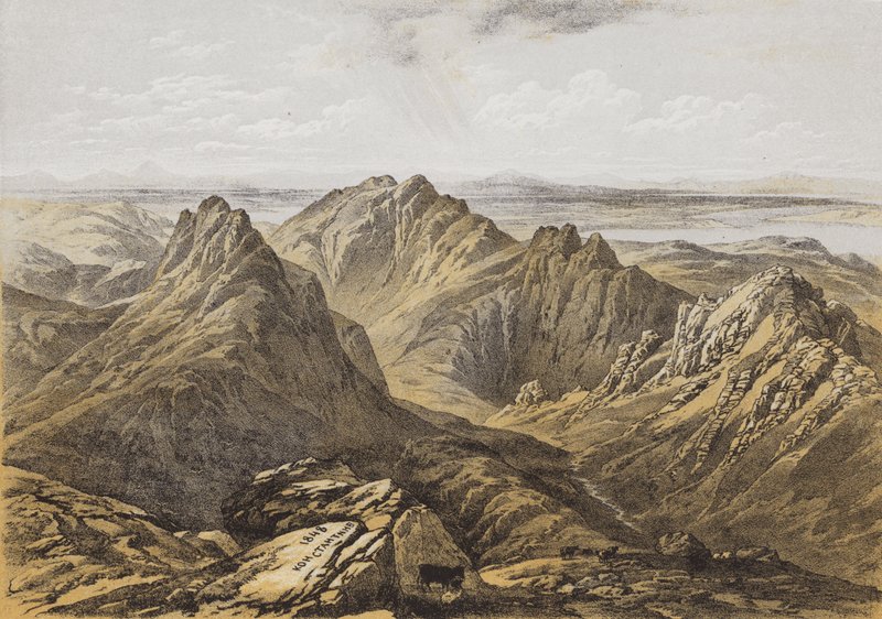 Vista da Cimeira de Goatfell, ilha de Arran (chromolitho) de James Duffield Harding
