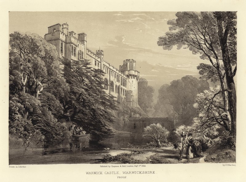 Castelo de Warwick (litotint) de James Duffield Harding