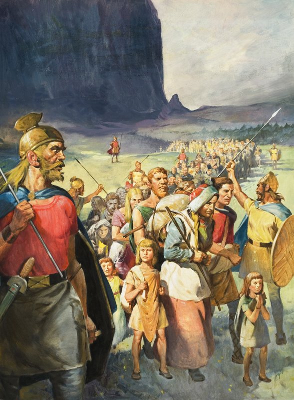 Uma raça de guerreiros (guache sobre papel) de James Edwin McConnell