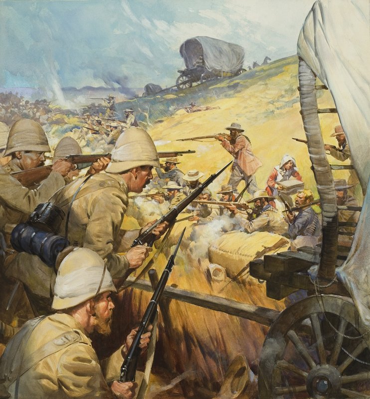 Escaramuça da Guerra dos Bôeres (guache sobre papel) de James Edwin McConnell