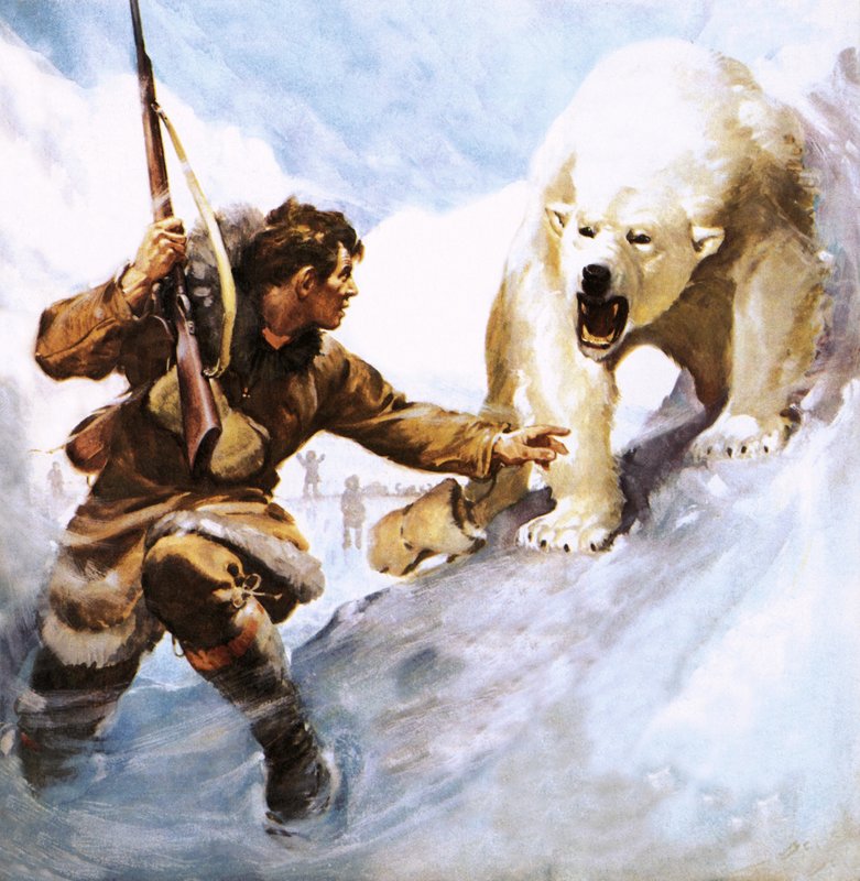 Vilhjalmar Stefansson a ser atacado por um urso polar de James Edwin McConnell
