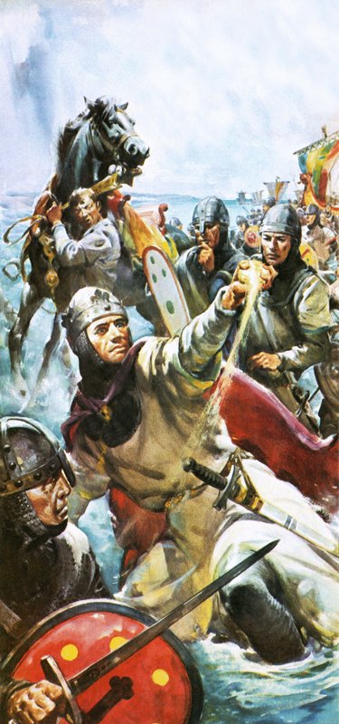 Guilherme, o Conquistador, chega a Inglaterra em 1066, levando uma mão-cheia de areia de James Edwin McConnell