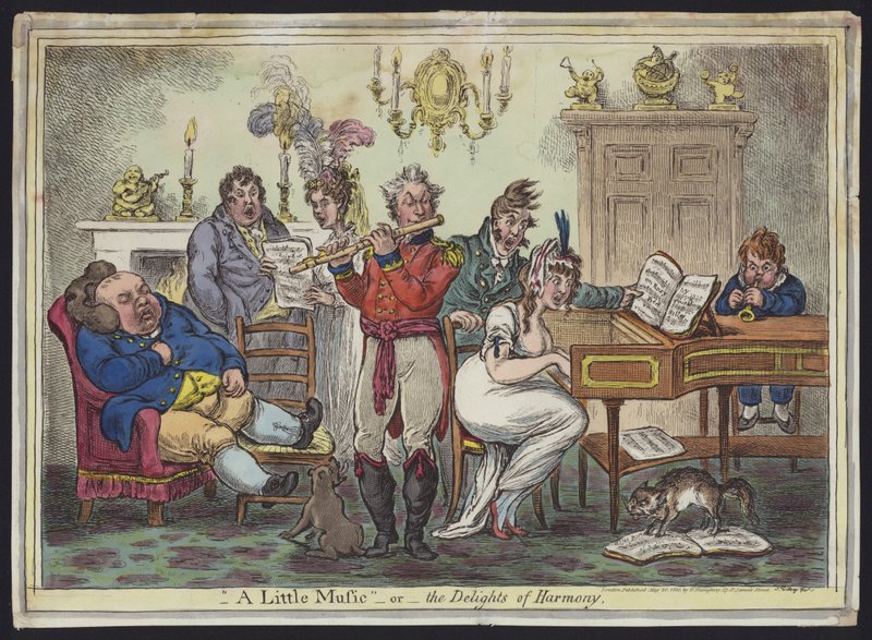 Um pouco de música, ou as delícias da harmonia (gravura colorida) de James Gillray
