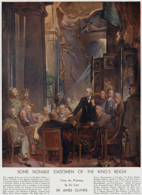 Alguns estadistas notáveis do reinado do Rei Jorge V (cor litho) de James Guthrie