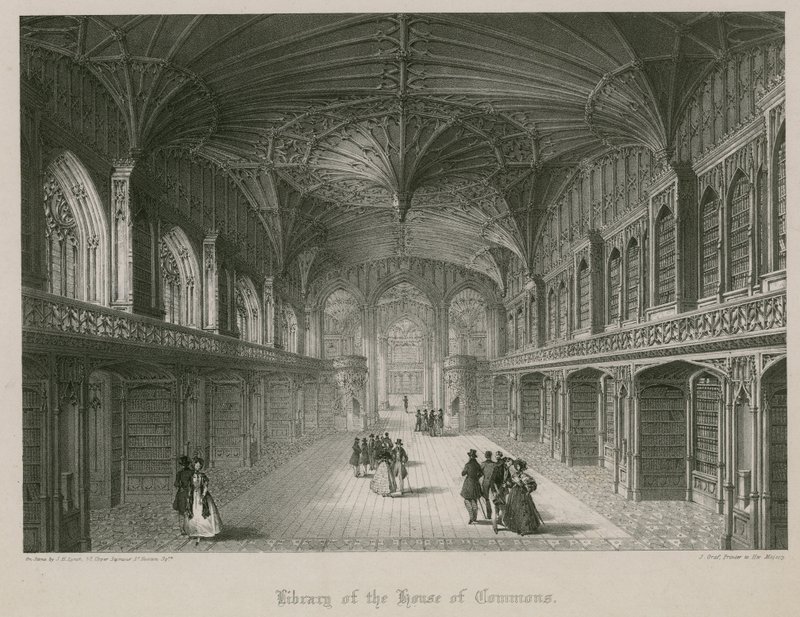 Biblioteca da Câmara dos Comuns, desenhada por Thomas Hopper de James Henry Lynch