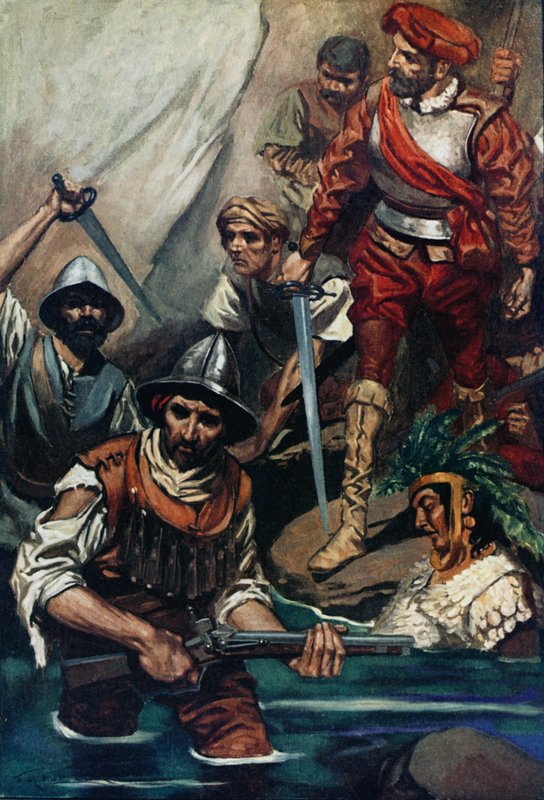 Cortes e seus homens no fosso de James Henry Robinson