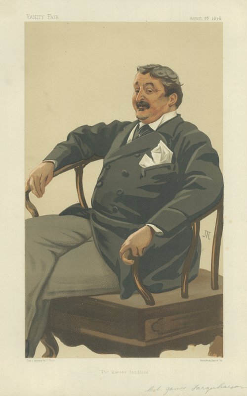 Coronel James Farquharson, de Invercauld, O Senhor da Rainha, 26 de agosto de 1876, desenho animado da Vanity Fair de James Jacques Joseph Tissot