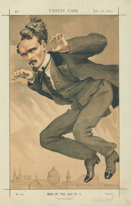 Henri Rochefort, The Voyoucratie, 22 de janeiro de 1870, desenho animado da Vanity Fair de James Jacques Joseph Tissot