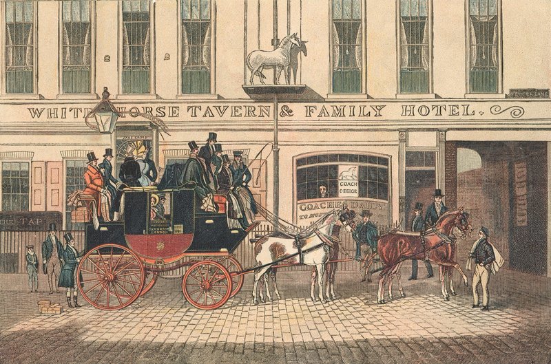 Taverna de cavalo branco e Hotel, Fetter Lane, Londres de James Pollard