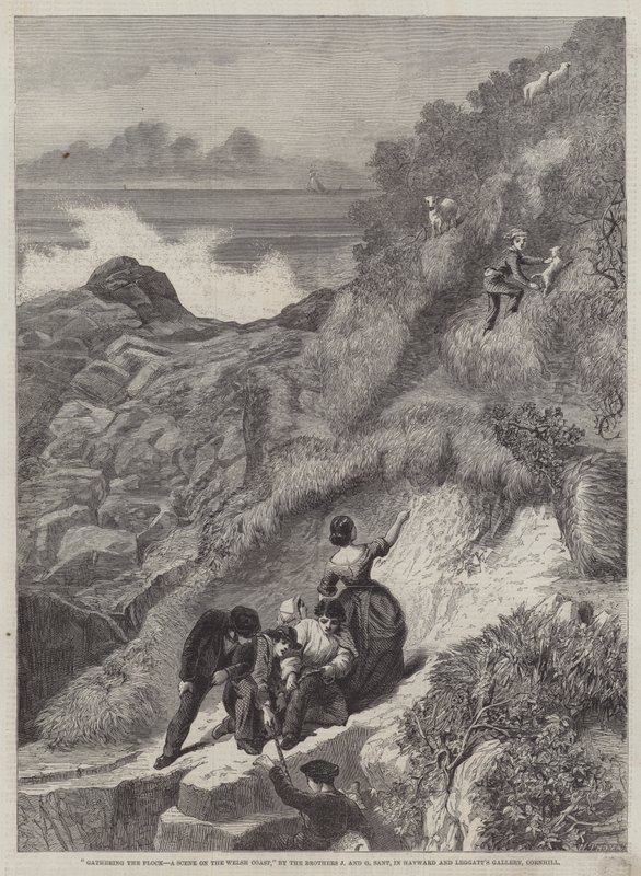 Recolhendo os rebanhos, uma cena na costa galesa de James Sant