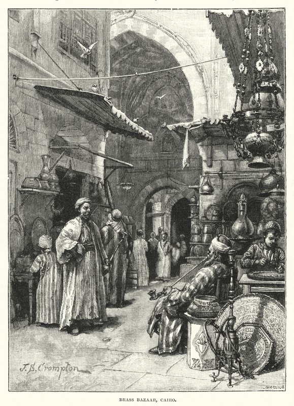 Brass Bazaar, Cairo (gravura) de James Shaw Crompton