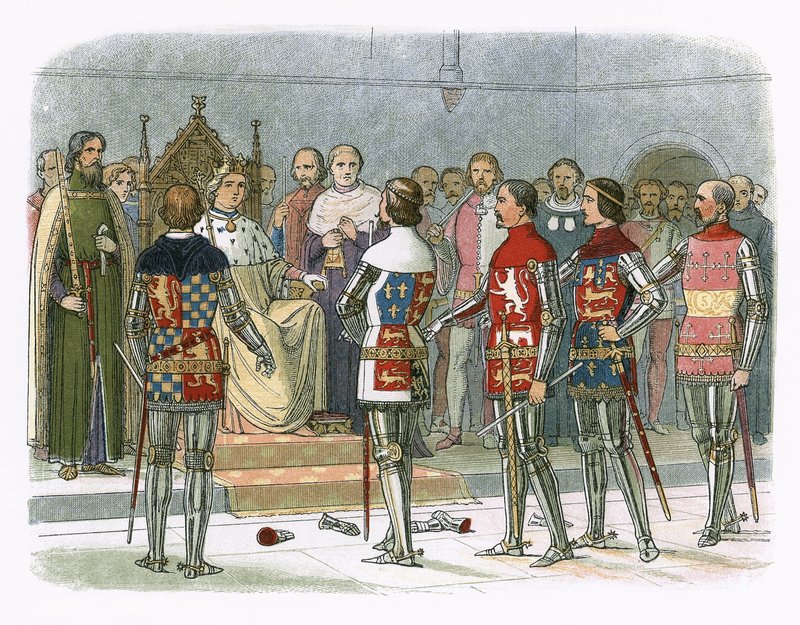 Arundel, Gloucester, Nottingham, Derby, e Warwick perante o rei Ricardo II de James William Edmund Doyle