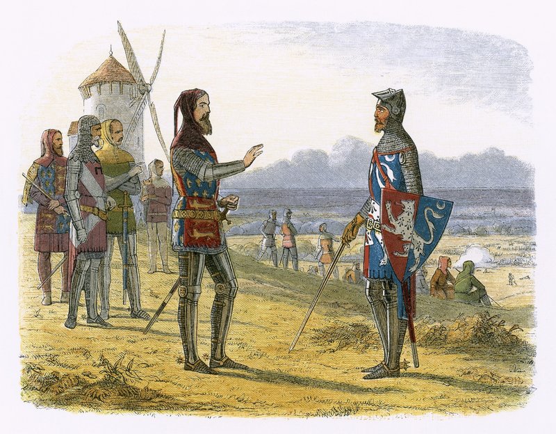 Edward recusa-se a ajudar o seu filho em Crecy. de James William Edmund Doyle