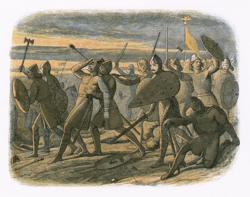 A morte de Haroldo na batalha de Hastings de James William Edmund Doyle