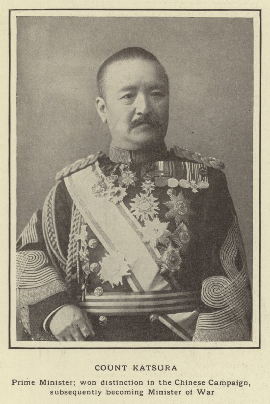 Conde Katsura, primeiro-ministro; ganhou distinção na Campanha Chinesa, subseqüentemente se tornando Ministro da Guerra de Japanese Photographer