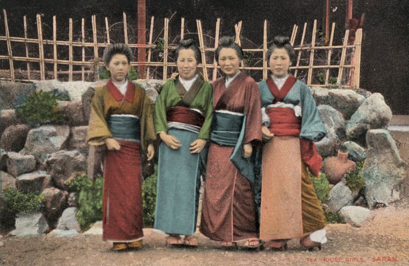 Meninas da casa de chá, Japão de Japanese Photographer