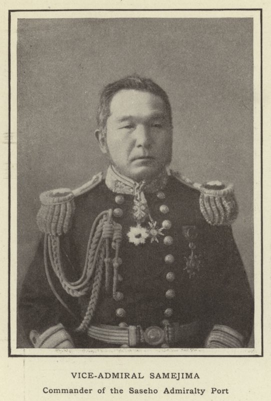 Vice-almirante Samejima, comandante do porto do almirantado de Saseho de Japanese Photographer