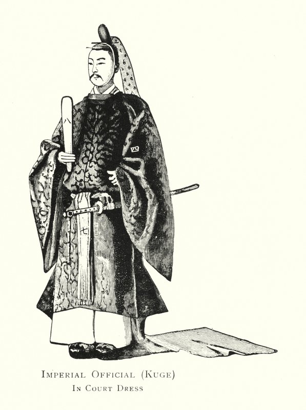 Oficial Imperial, Kuge, em Vestido de Corte (litho) de Japanese School