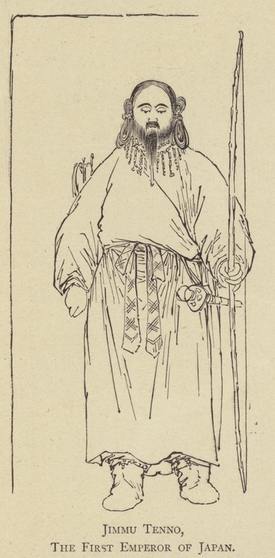 Jimmu Tenno, O Primeiro Imperador do Japão (litho) de Japanese School