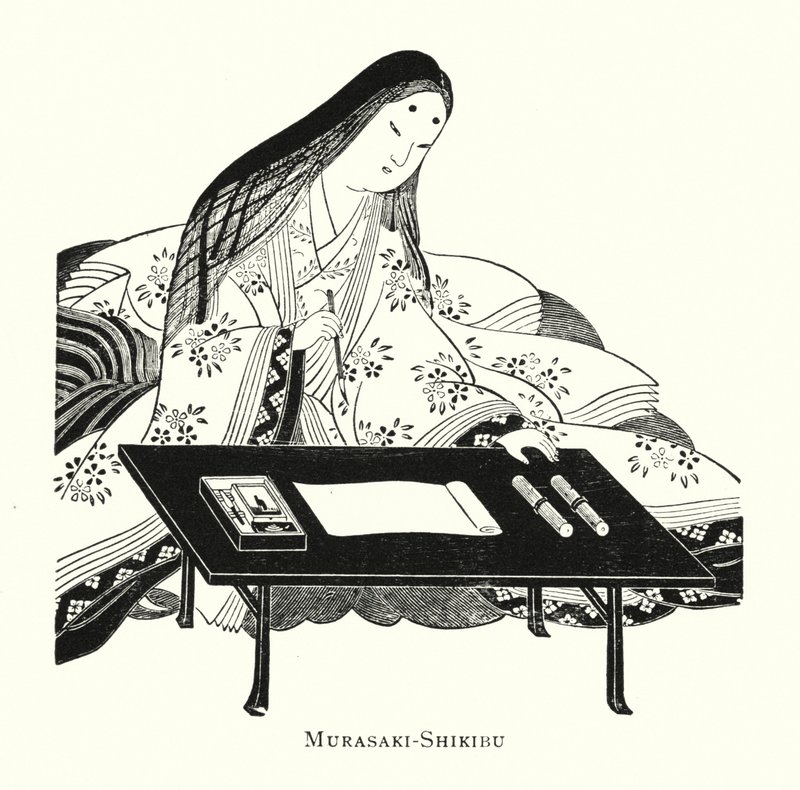 Murasakai-Shikibu (litho) de Japanese School