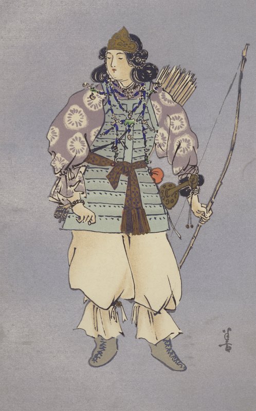 A Imperatriz Jingo que realizou a Expedição à Coreia em 200 d.C. (chromolitho) de Japanese School